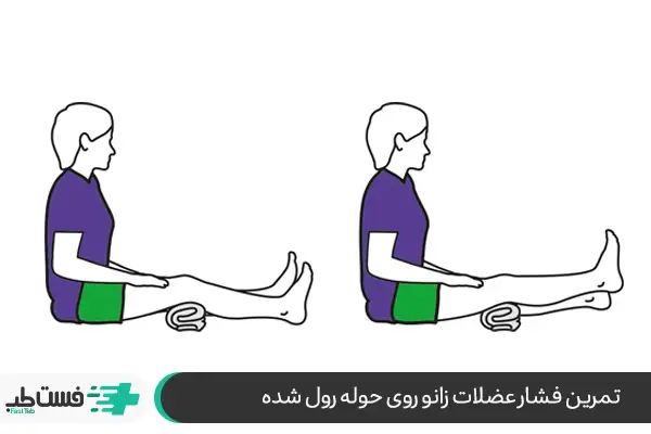 فشار عضلات زانو روی حوله رول شده؛ بهترین ورزش برای زانو درد|فست طب